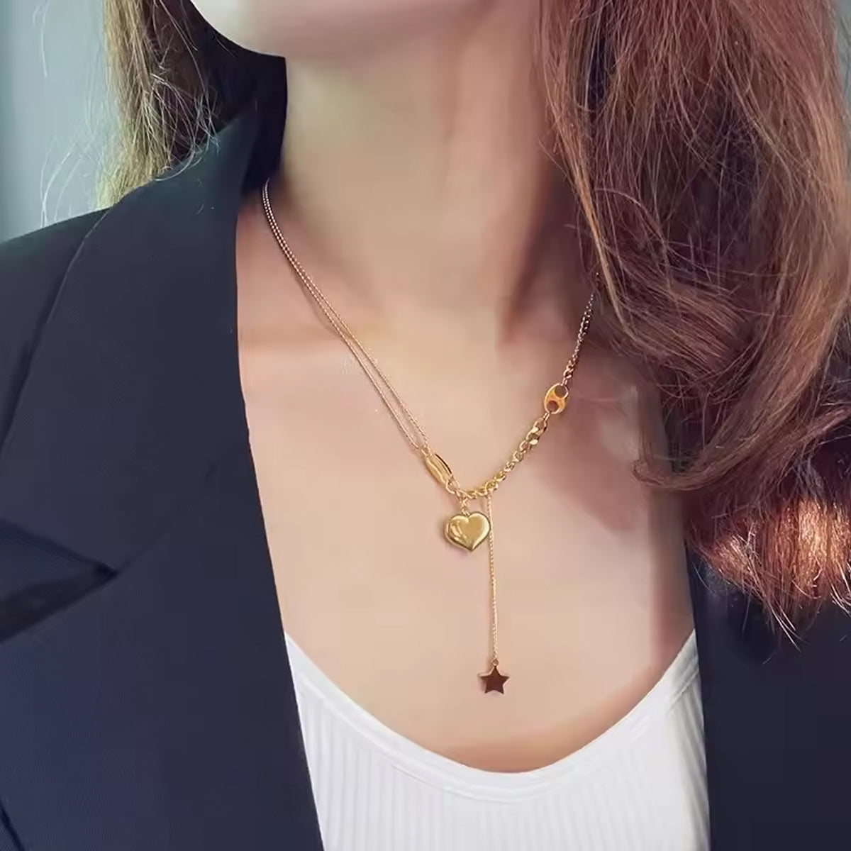 Jazz And Sizzle Gold Plated Heart Shaped Pendent Chain for Valentines Gift