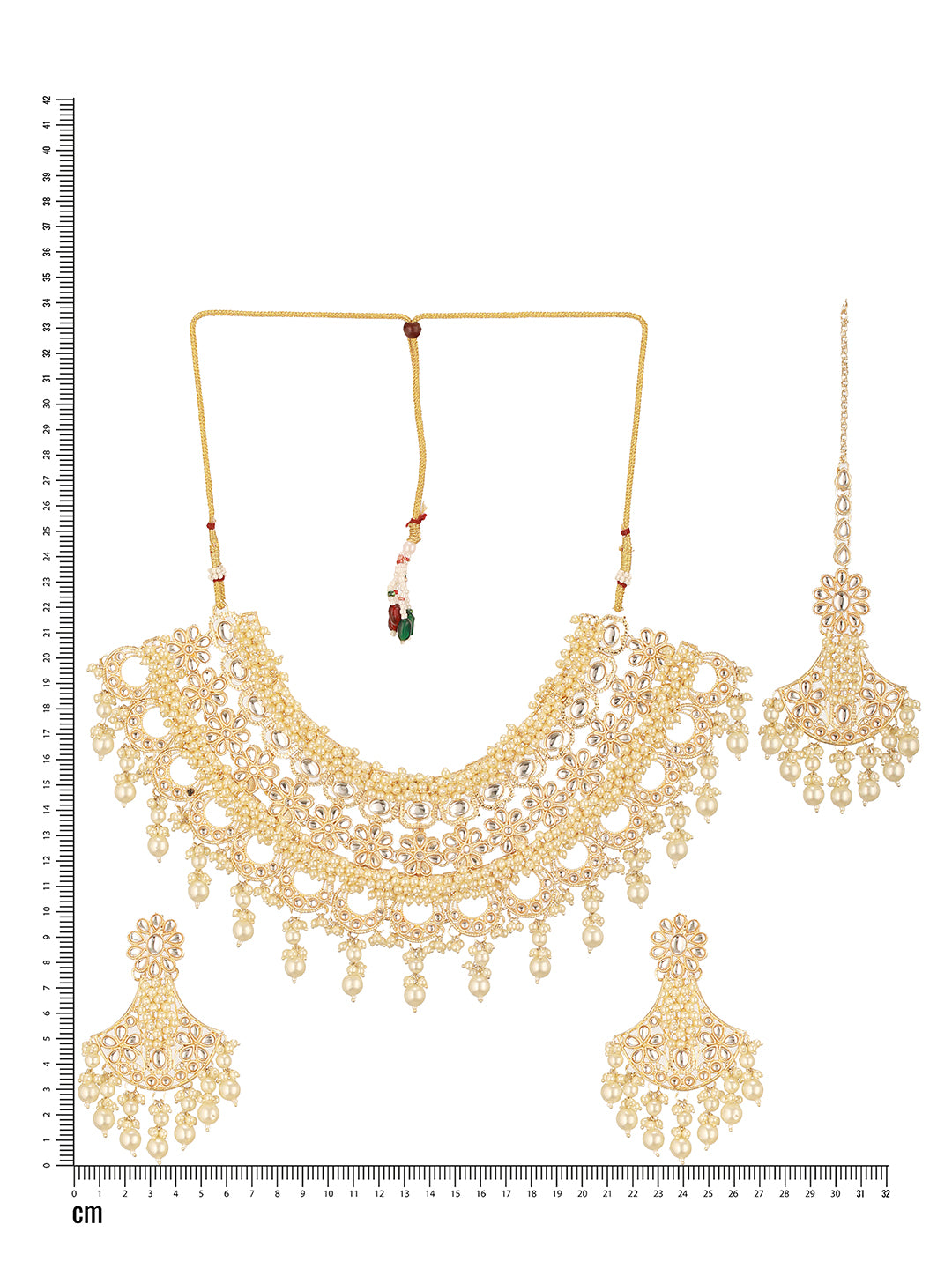 Jazz And Sizzle Gold-Plated Kundan-Studded & Beaded Jewellery Set with Maangtikka