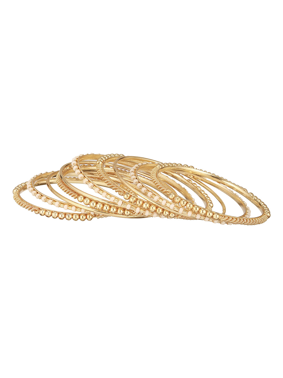 Jazz And Sizzle Set Of 12 Gold-Plated & Beaded Metal Bangles