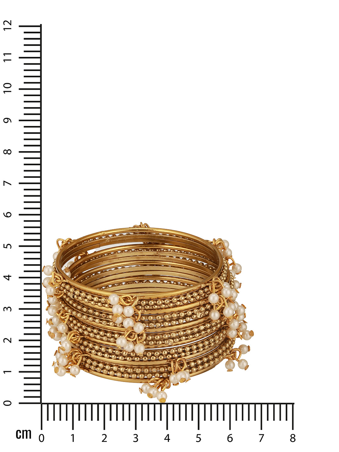 Set Of 12 Gold-Plated & Mogra Pearl Beaded Bangles