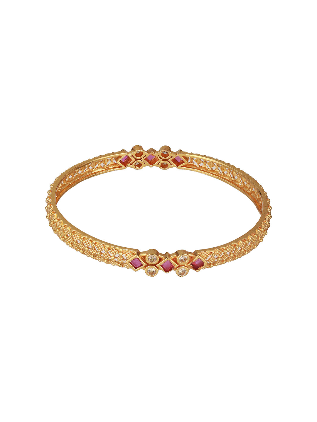 Set Of 2 18K Gold-Plated Artificial Stones Studded Bangles