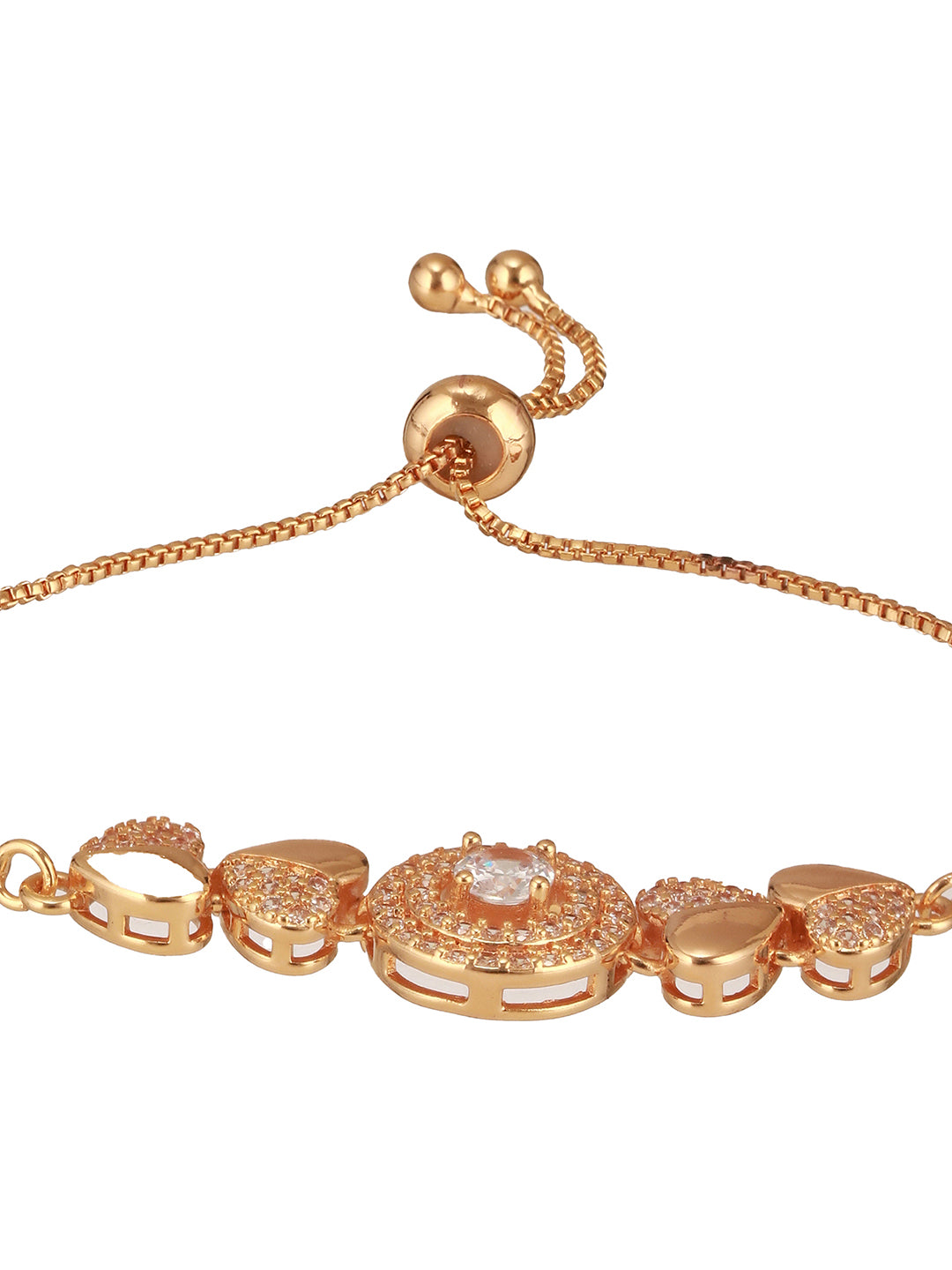 Rose Gold Plated & Cubic Zirconia Heart Shaped Link Bracelet