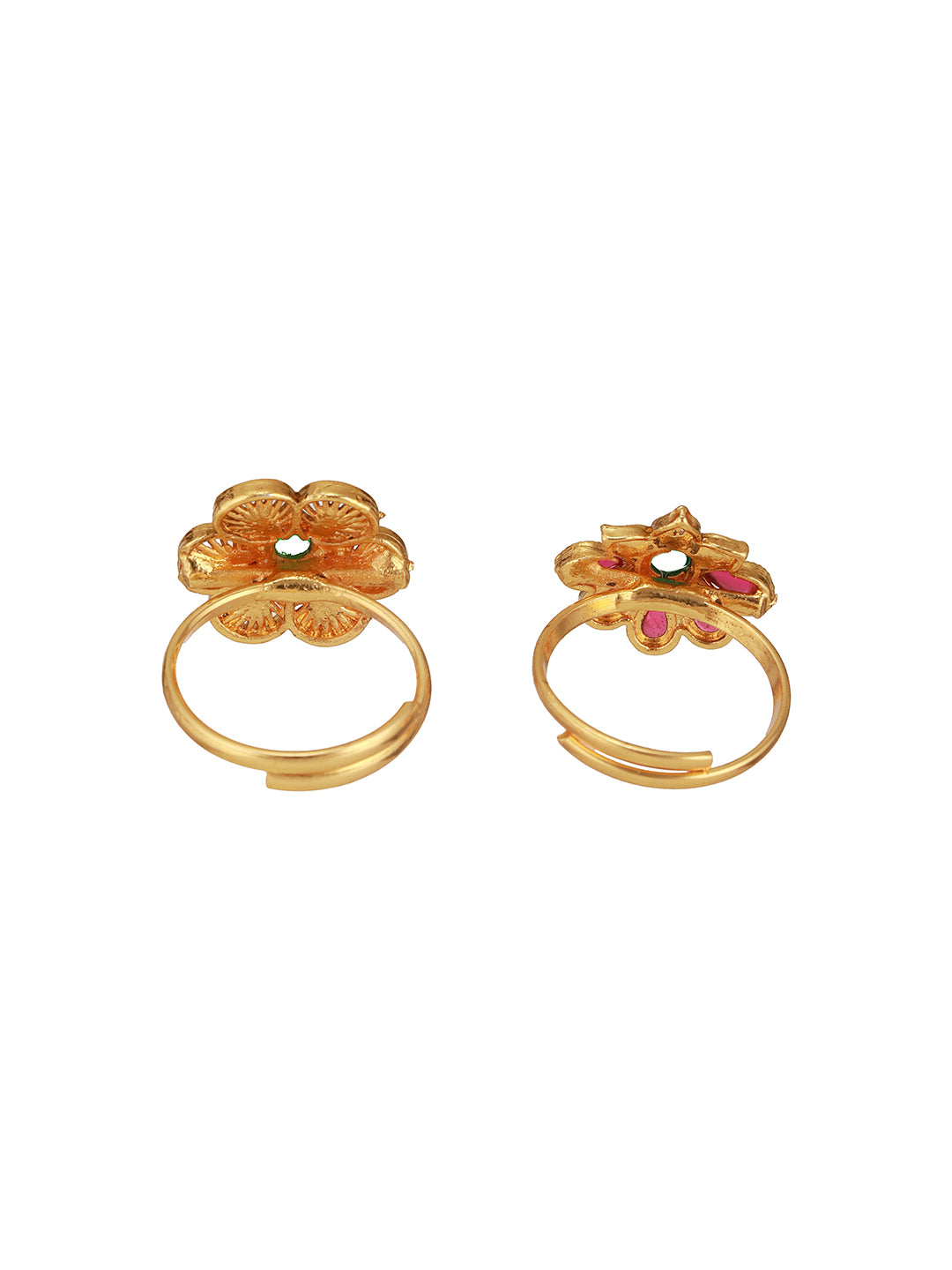Jazz And Sizzle Set Of 2 Gold-Plated & Stone Studded Finger Rings
