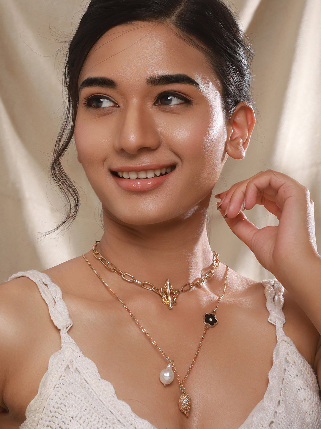 Jazz and Sizzle Gold-Plated & Floral Charm Necklace