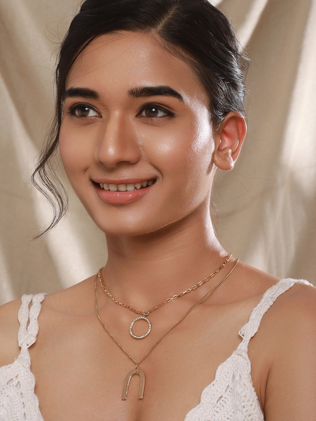 Jazz And Sizzle Gold-Plated Charm Layered Necklace Chain