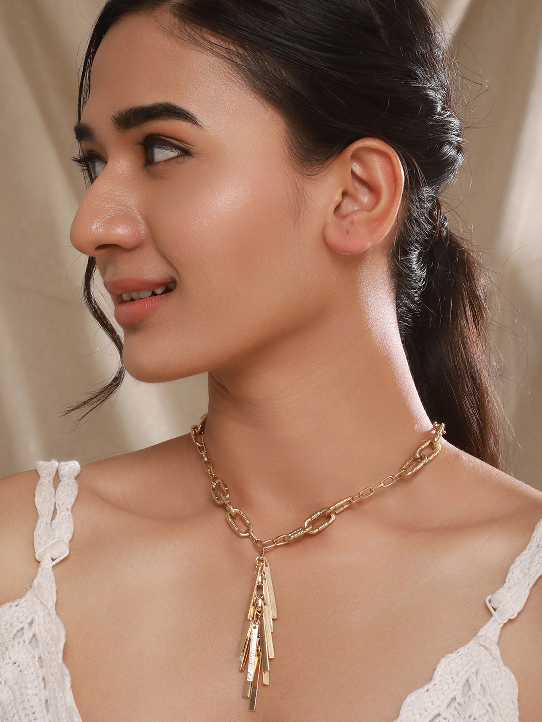 Jazz And Sizzle Gold-Plated Tasseled Necklace Chain