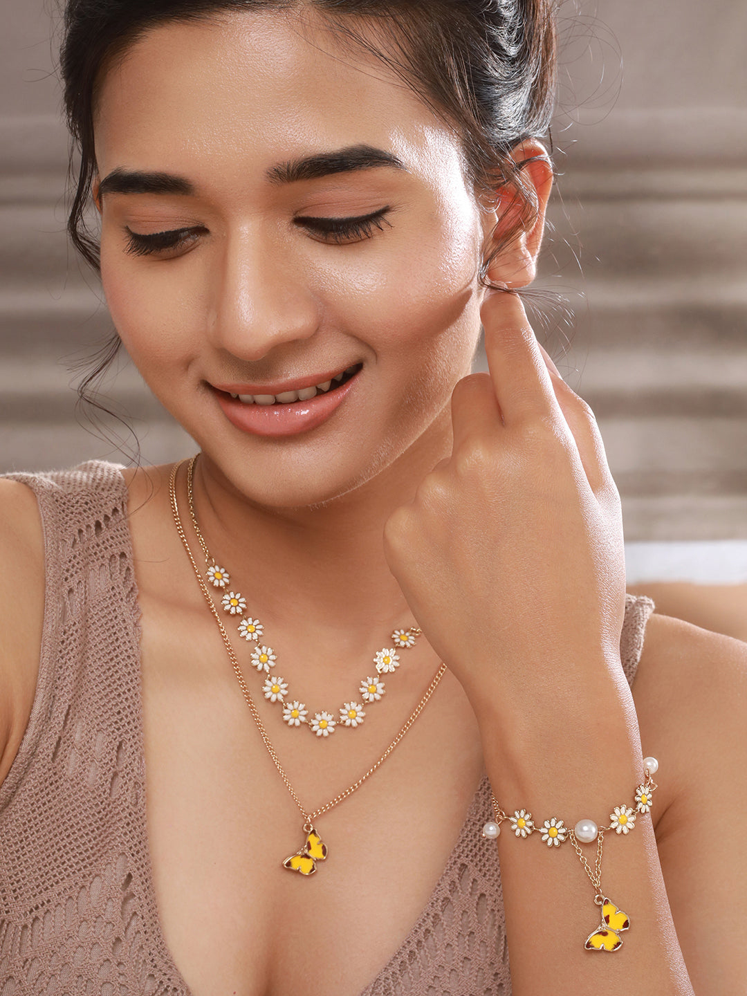 Jazz and Sizzle Beaded Beaded Floral Jewellery Set