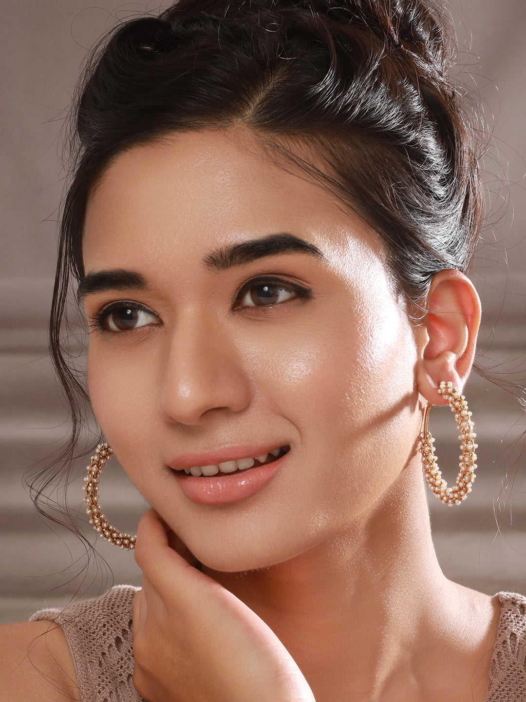 Jazz And Sizzle Pearl Beaded Hoop Earrings