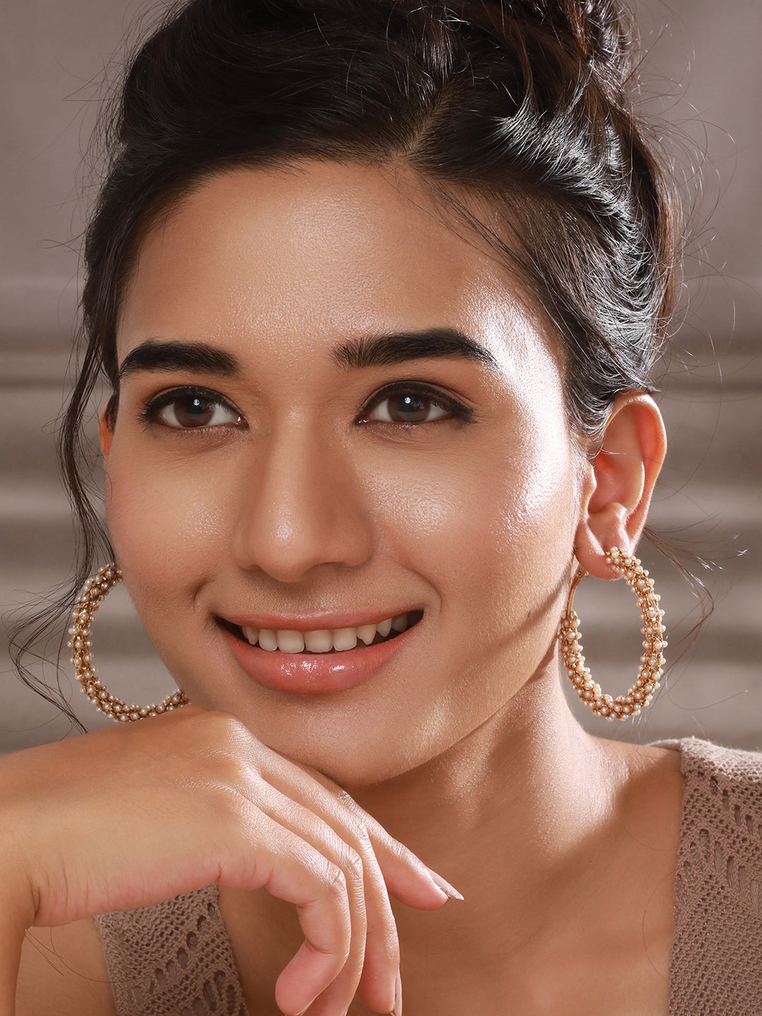 Jazz And Sizzle Pearl Beaded Hoop Earrings