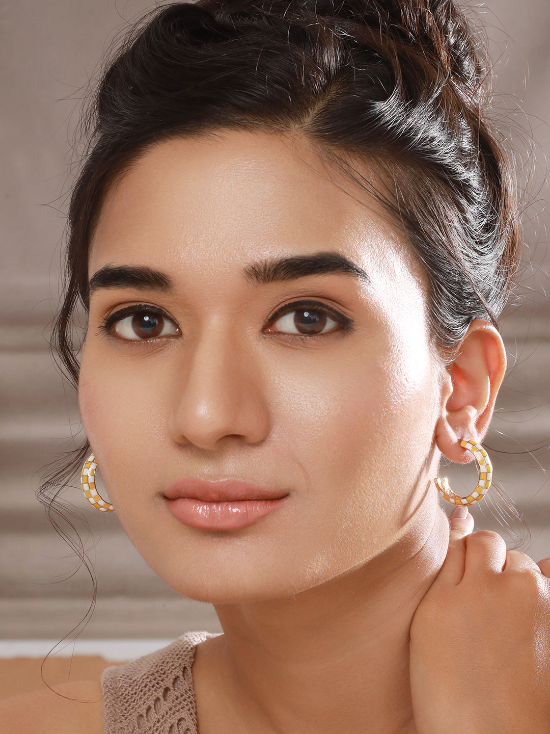 Jazz And Sizzle Set of 2 Textured Half Hoop Earrings