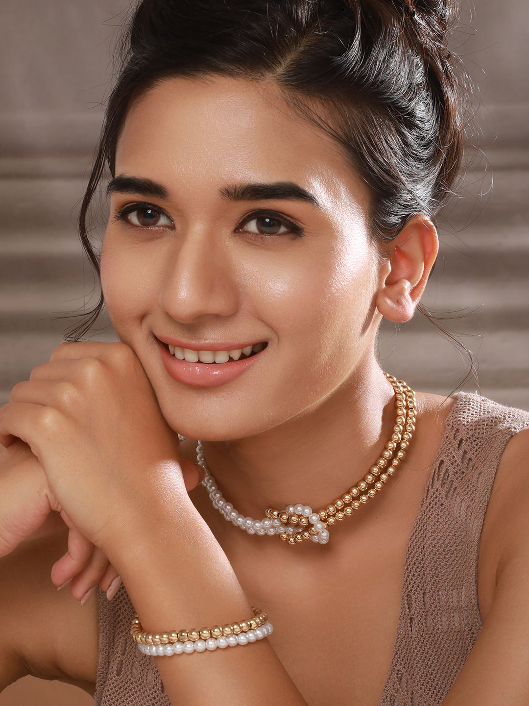 Jazz and Sizzle Gold-Plated & Beaded Twisted Jewellery Set