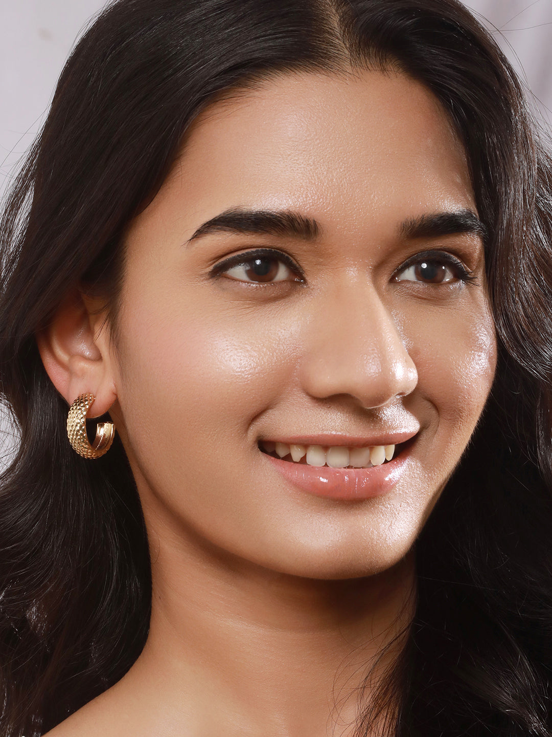 Jazz And Sizzle Set of 2 Textured Half Hoop Earrings