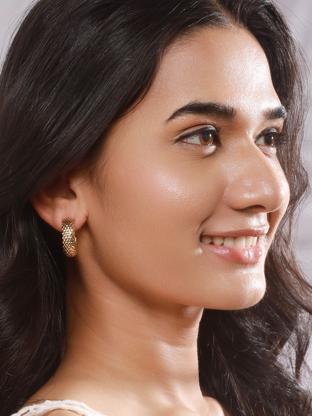 Jazz And Sizzle Set of 2 Textured Half Hoop Earrings