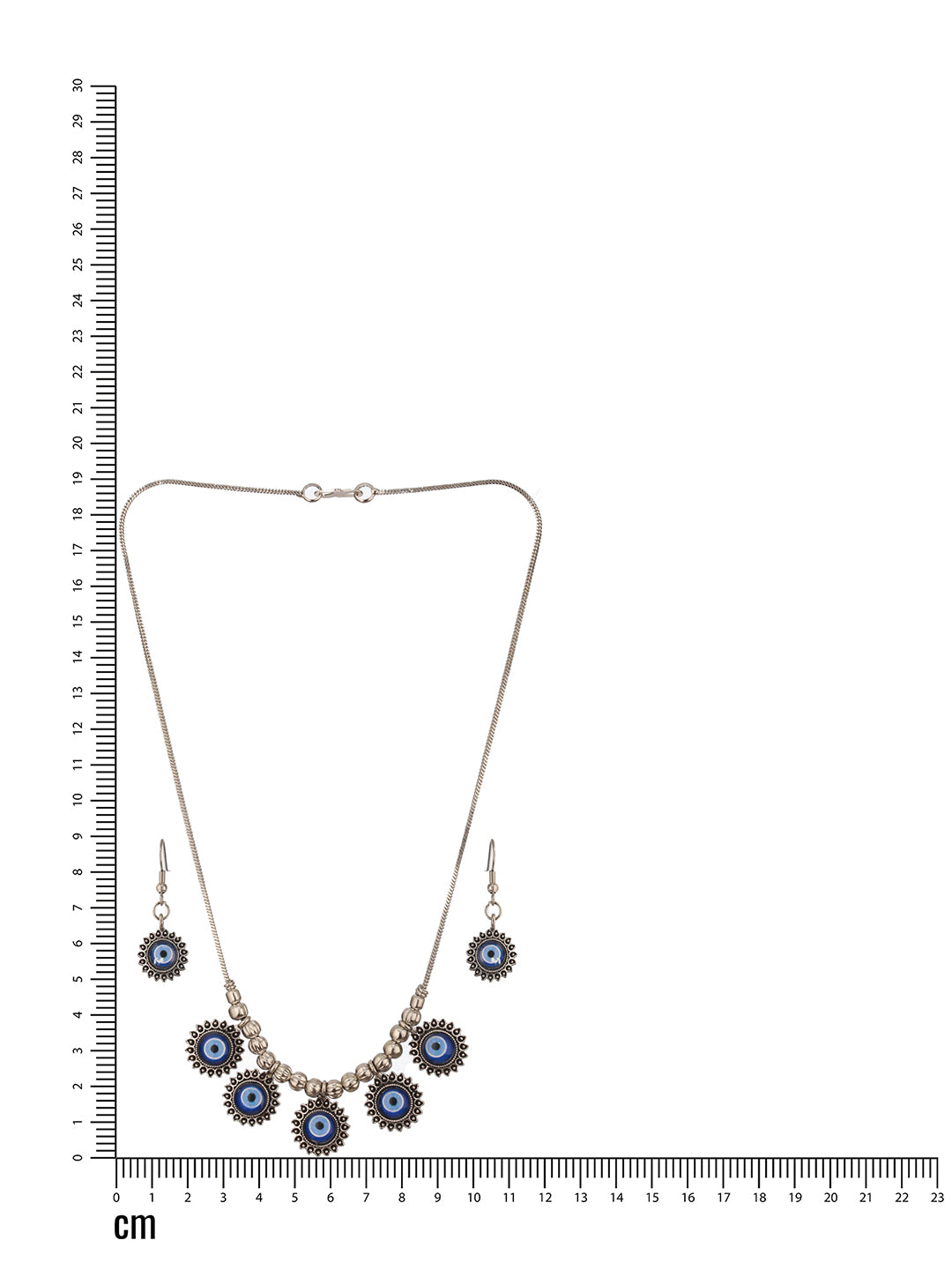 Jazz and Sizzle Silver-Plated Oxidised Evil Eye Jewellery Set