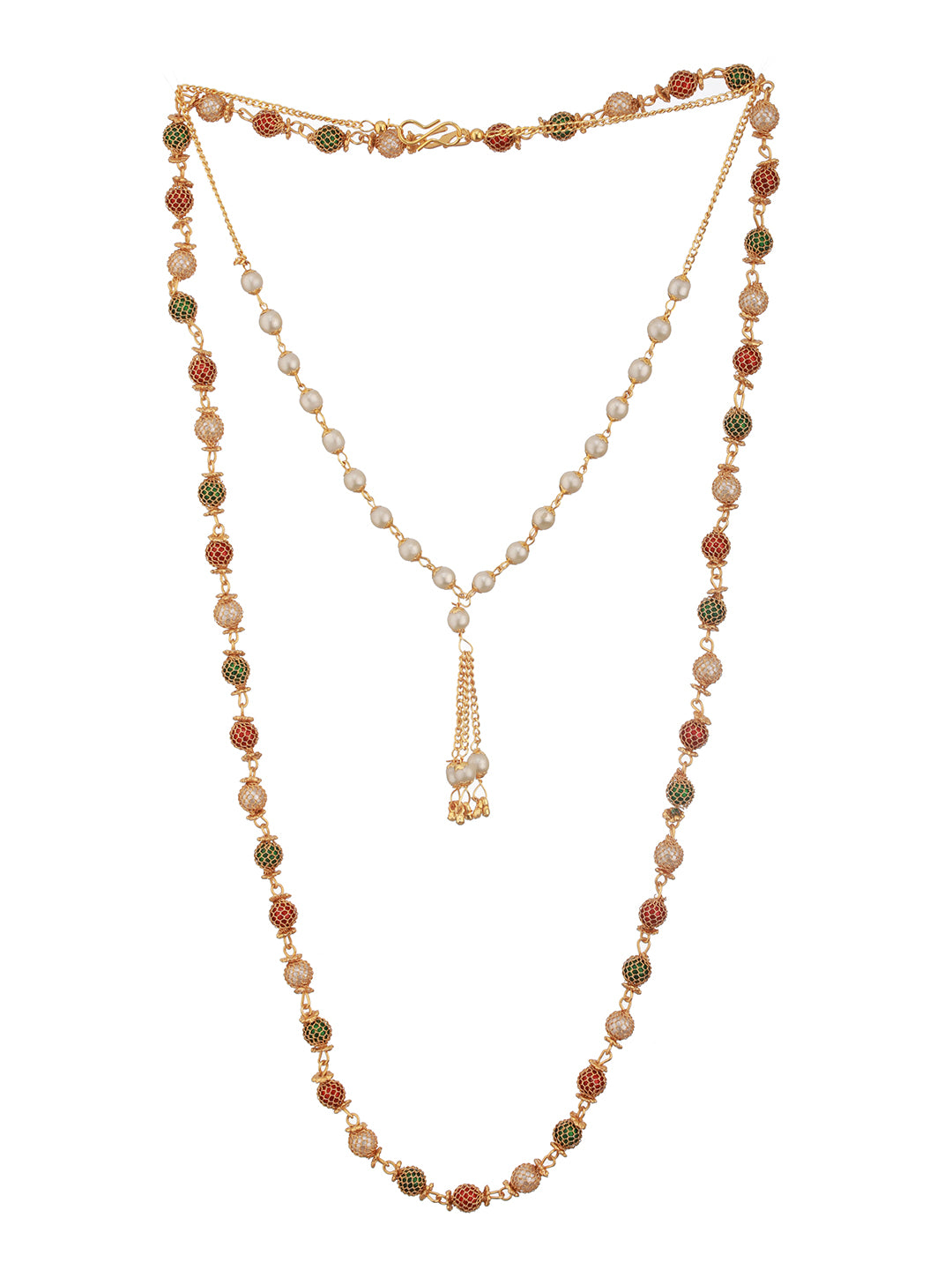 Jazz and Sizzle Brass Gold-Plated Pearls Beaded Necklace