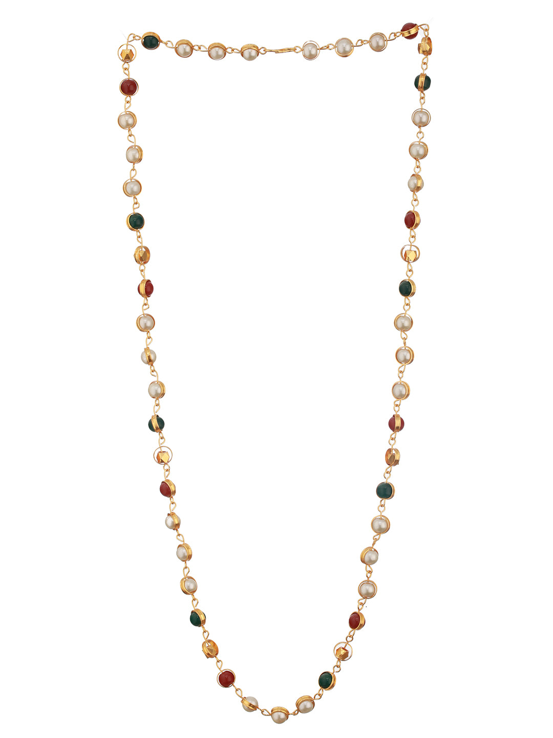 Jazz And Sizzle Gold Plated Multicolored Stone Studded & Beaded Necklace