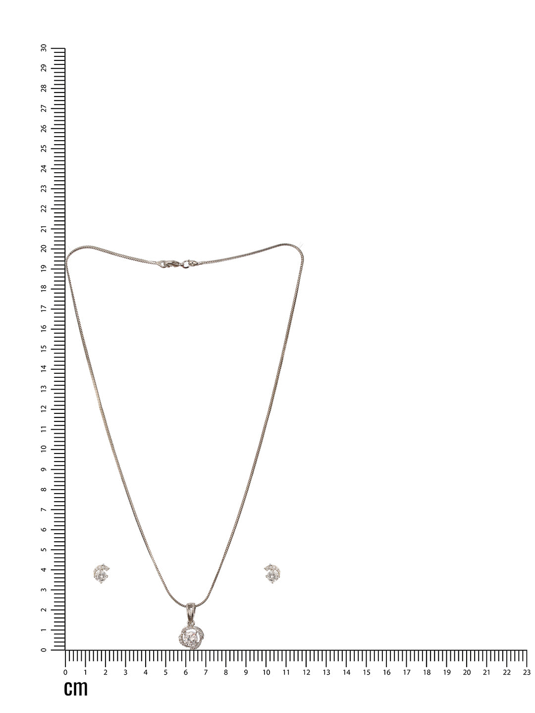 Jazz and Sizzle Rhodium-Plated AD Studded Pendant with Earrings and Chain