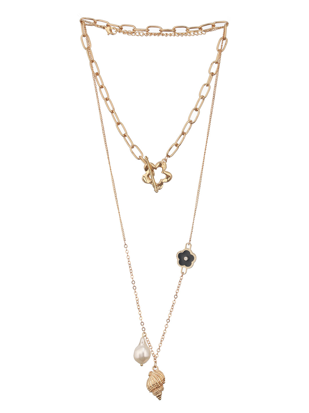 Jazz and Sizzle Gold-Plated & Floral Charm Necklace