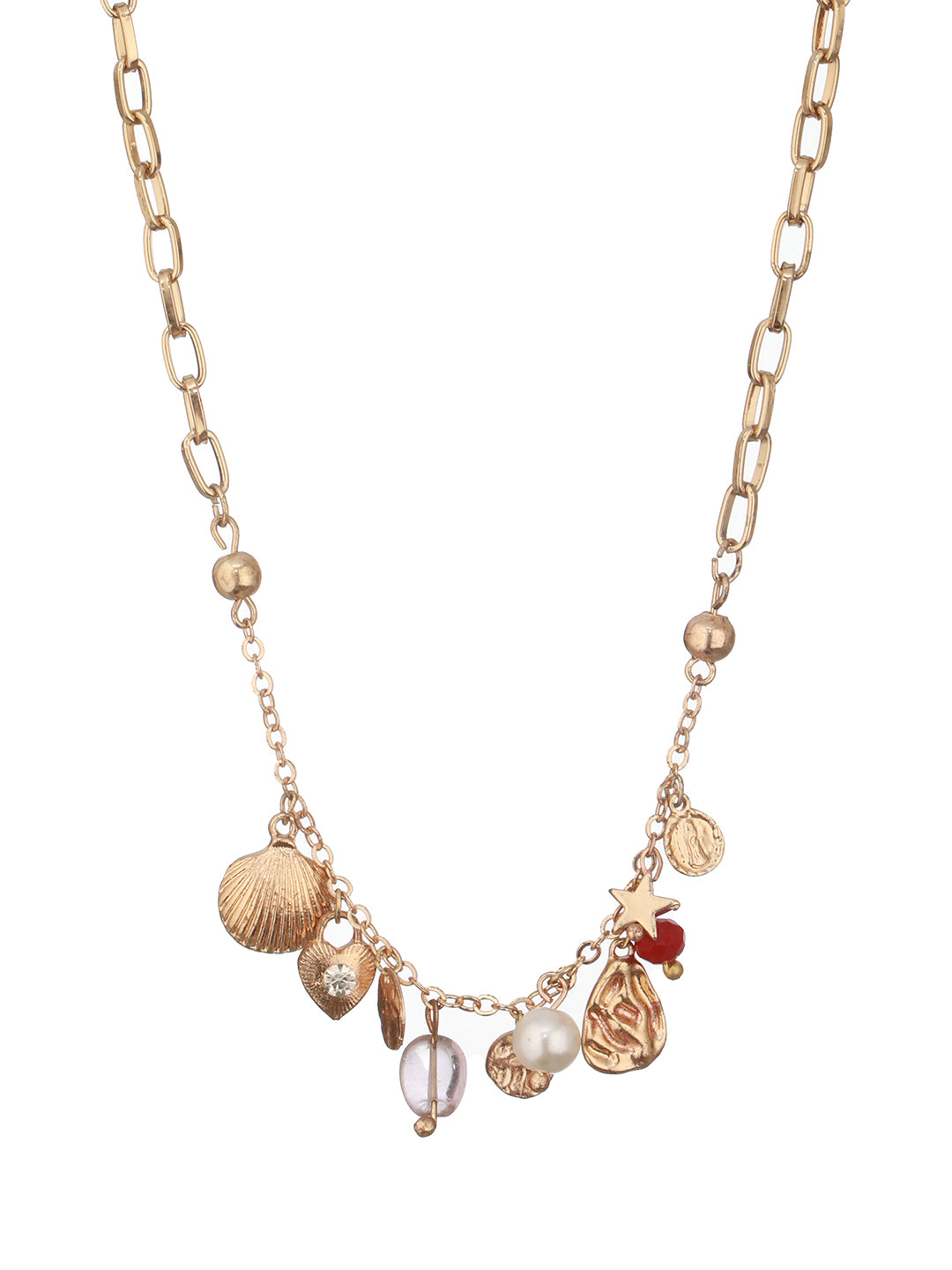 Jazz And Sizzle Gold-Plated Pearls & Charm Beaded Necklace Chain