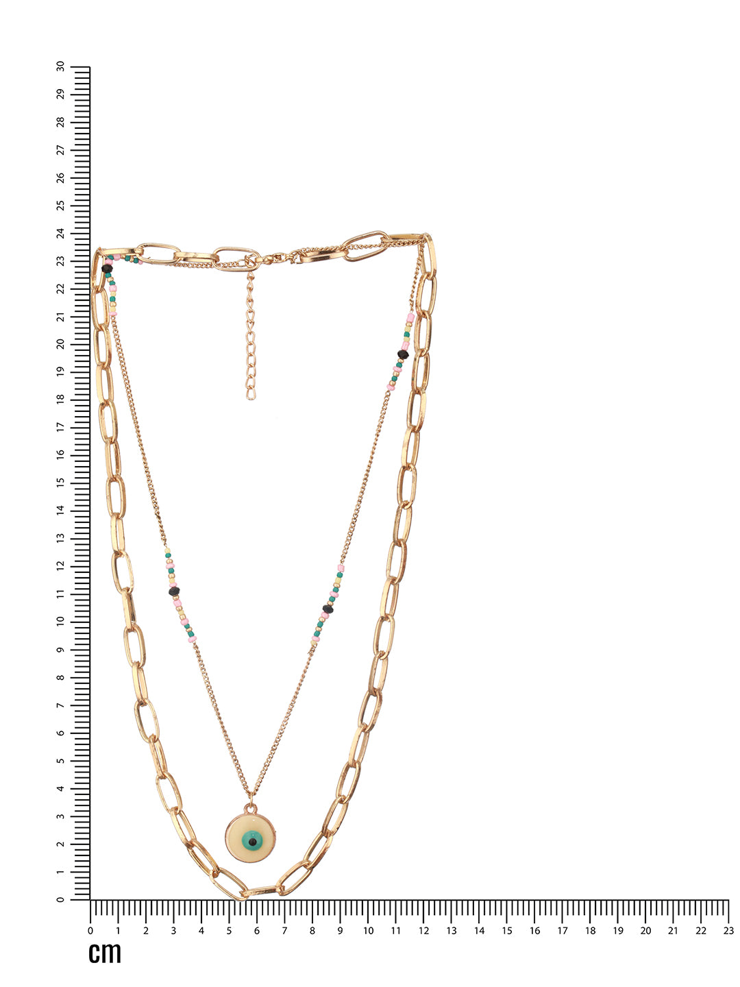 Jazz and Sizzle Gold-Plated Beads Studded Evil Eye Necklace With Bracelet Jewellery Set