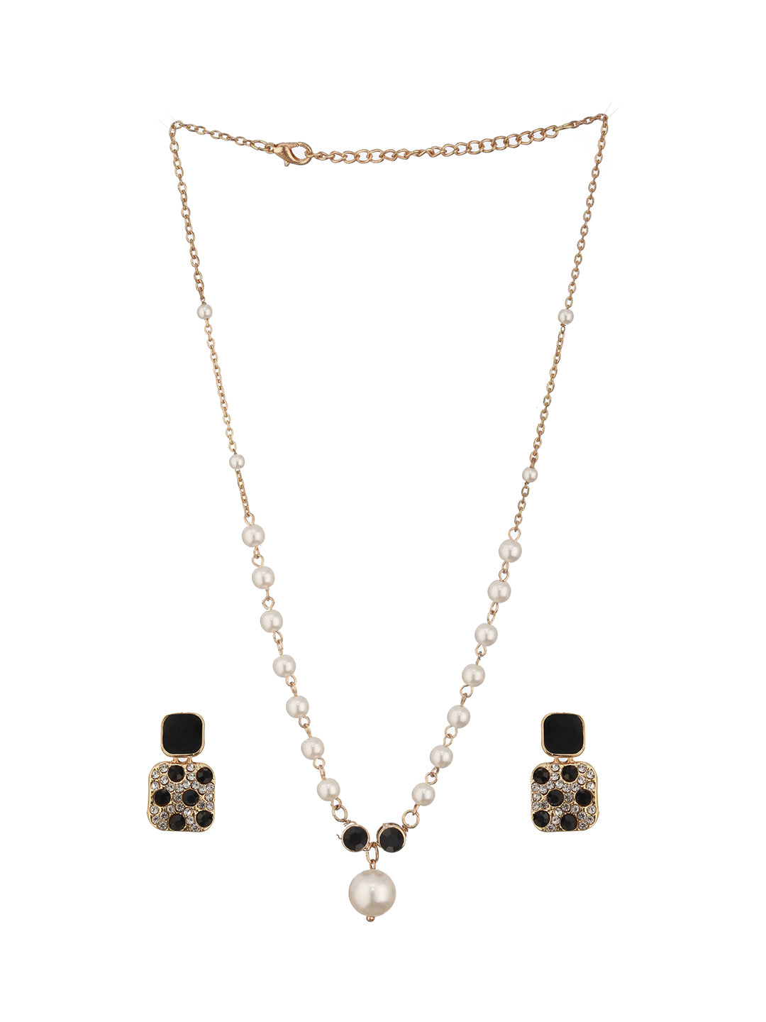 Jazz And Sizzle Gold-Plated Pearl Studded Necklace & Earrings Set