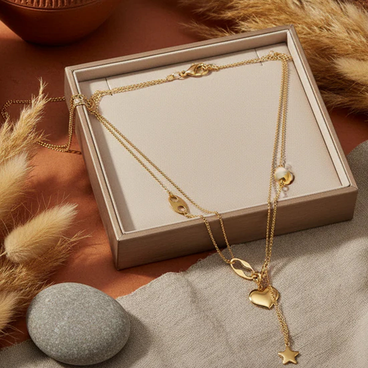 Infinity & Heart Shaped Stacking Bracelet, Gold Plated Heart Shaped Pendent Chain and Sterling heart-shaped zircon pendant necklace Combo