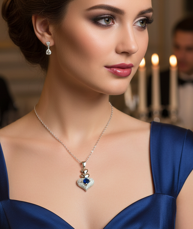 Jazz And Sizzle Sterling Romantic Heart Pendant Necklace for Women
