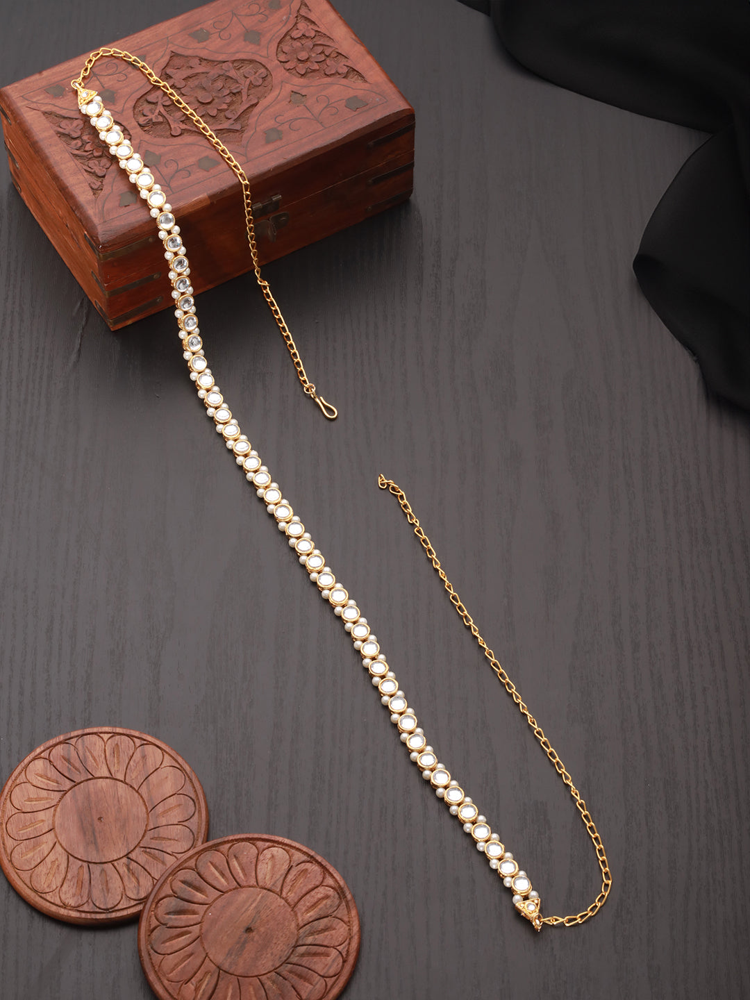 Jazz And Sizzle Gold Plated Pearl Beaded Floral Waist Belt