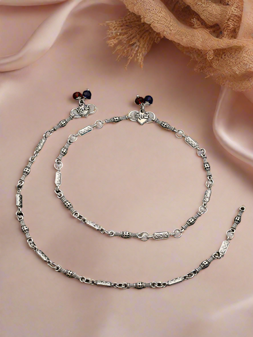 Set Of 2 Silver-Plated Anklets