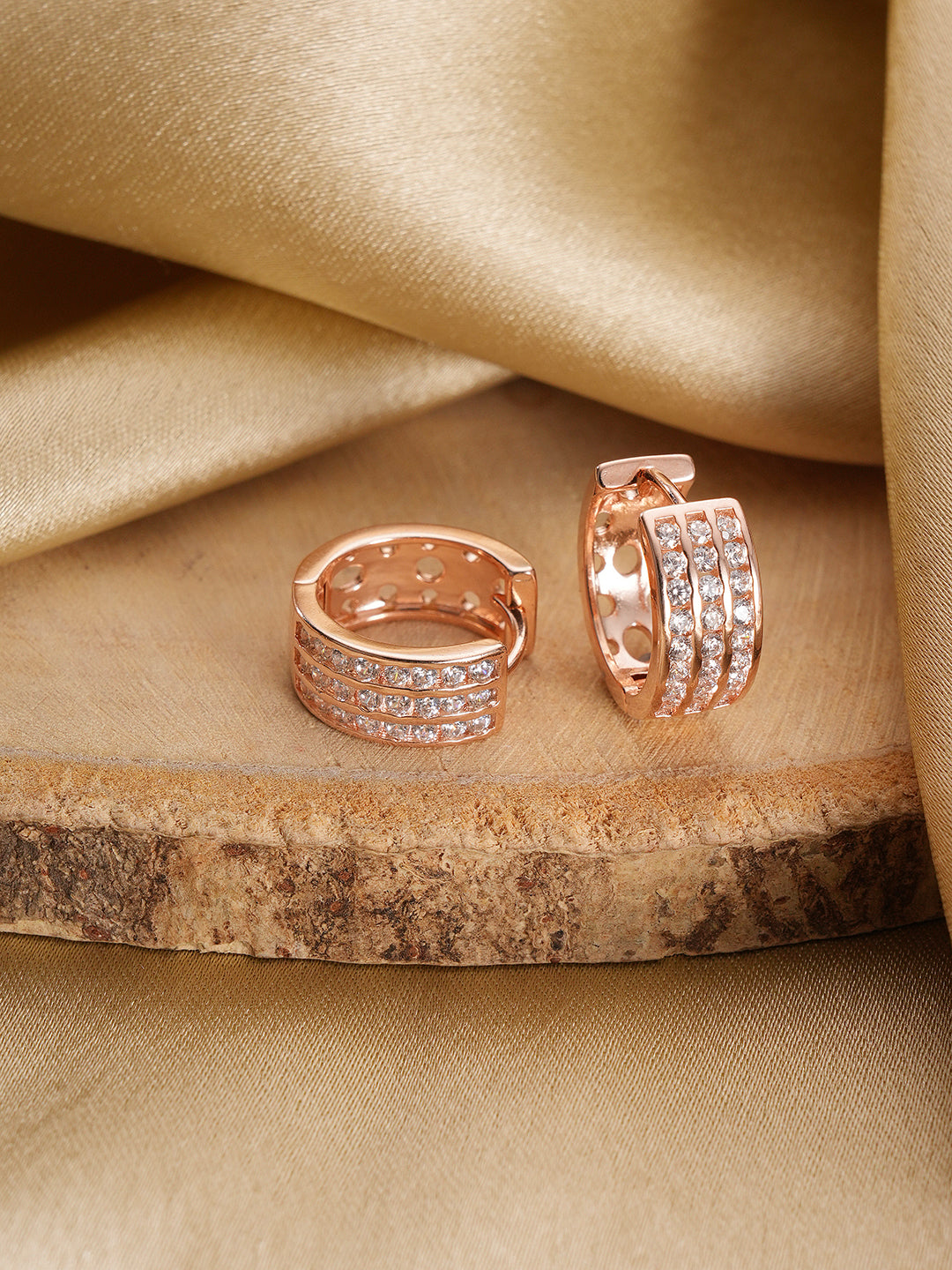 Jazz And Sizzle Rose Gold-Plated Contemporary Hoop Earrings