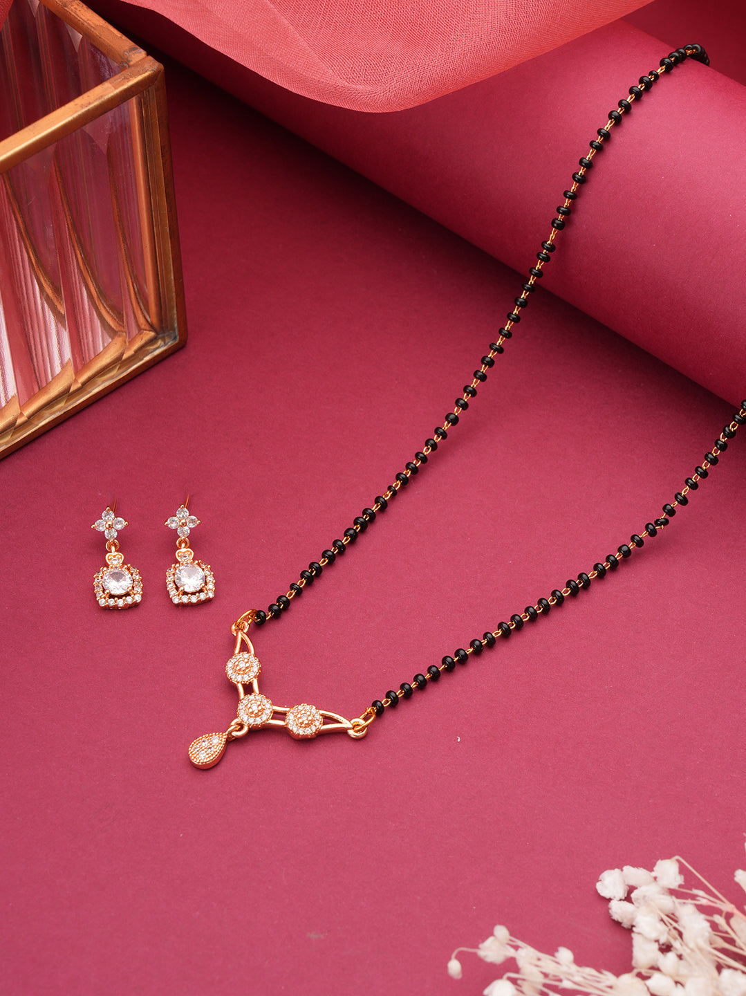 Rose Gold Mangalsutra V Shape Pendant Jazz And Sizzle Rose Gold