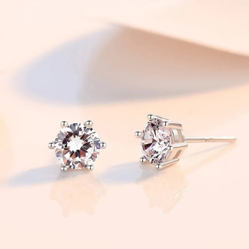 Silver Plated American Diamond Studded Stud Earrings