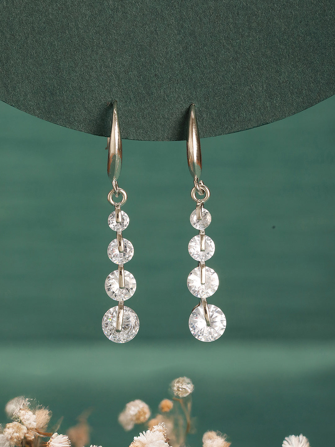 Jazz And Sizzle Rhodium-Plated Circular Drop Earrings