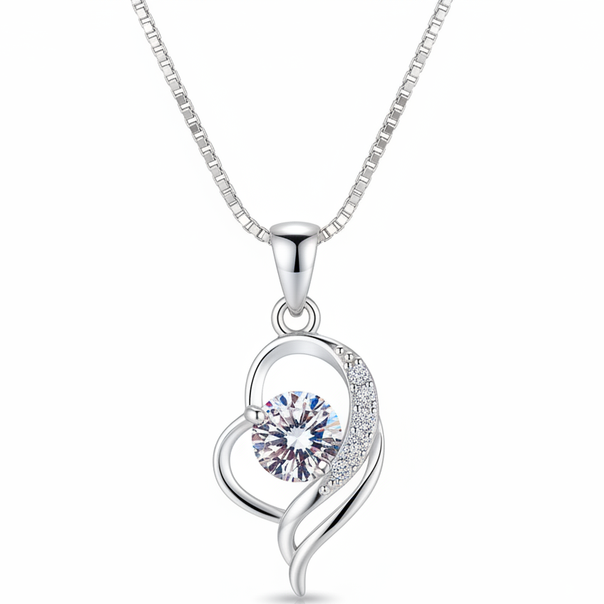 Jazz And Sizzle Sterling heart-shaped zircon pendant necklace for women