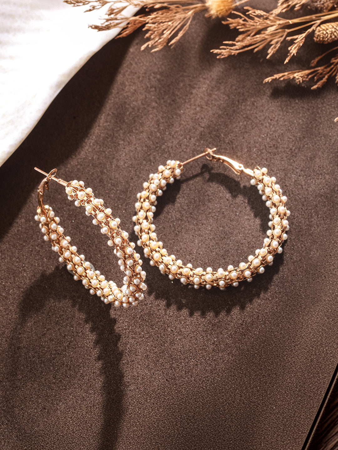 Jazz And Sizzle Pearl Beaded Hoop Earrings