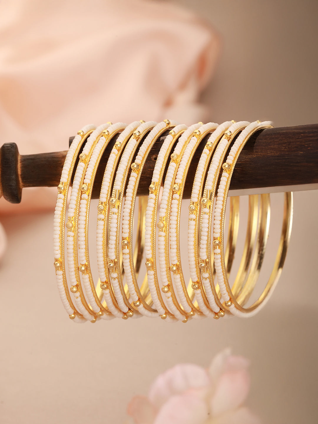 Jazz And Sizzle Set Of 12 Gold-Plated & Beaded Metal Bangles