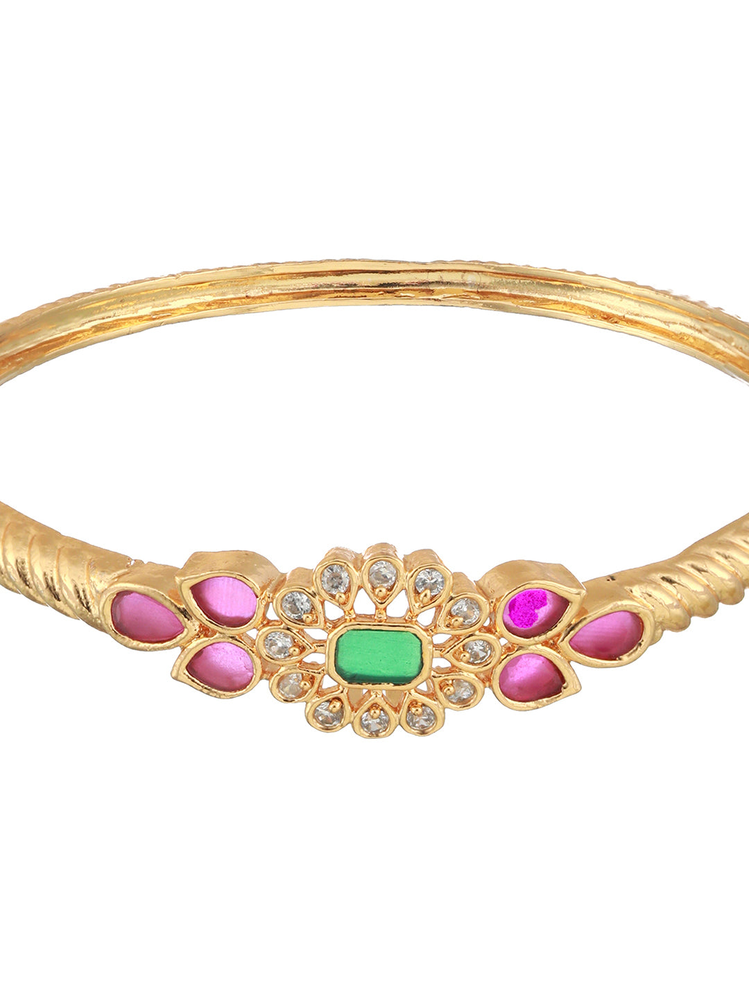 Set Of 2 24CT Gold-Plated Stone-Studded Bangles - Jazzandsizzle