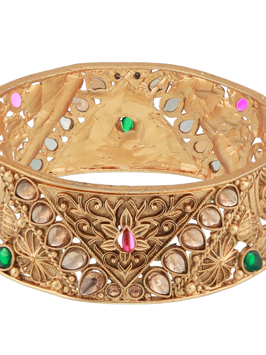 Set Of 2 24K Gold-Plated Stone-Studded Bangles - Jazzandsizzle