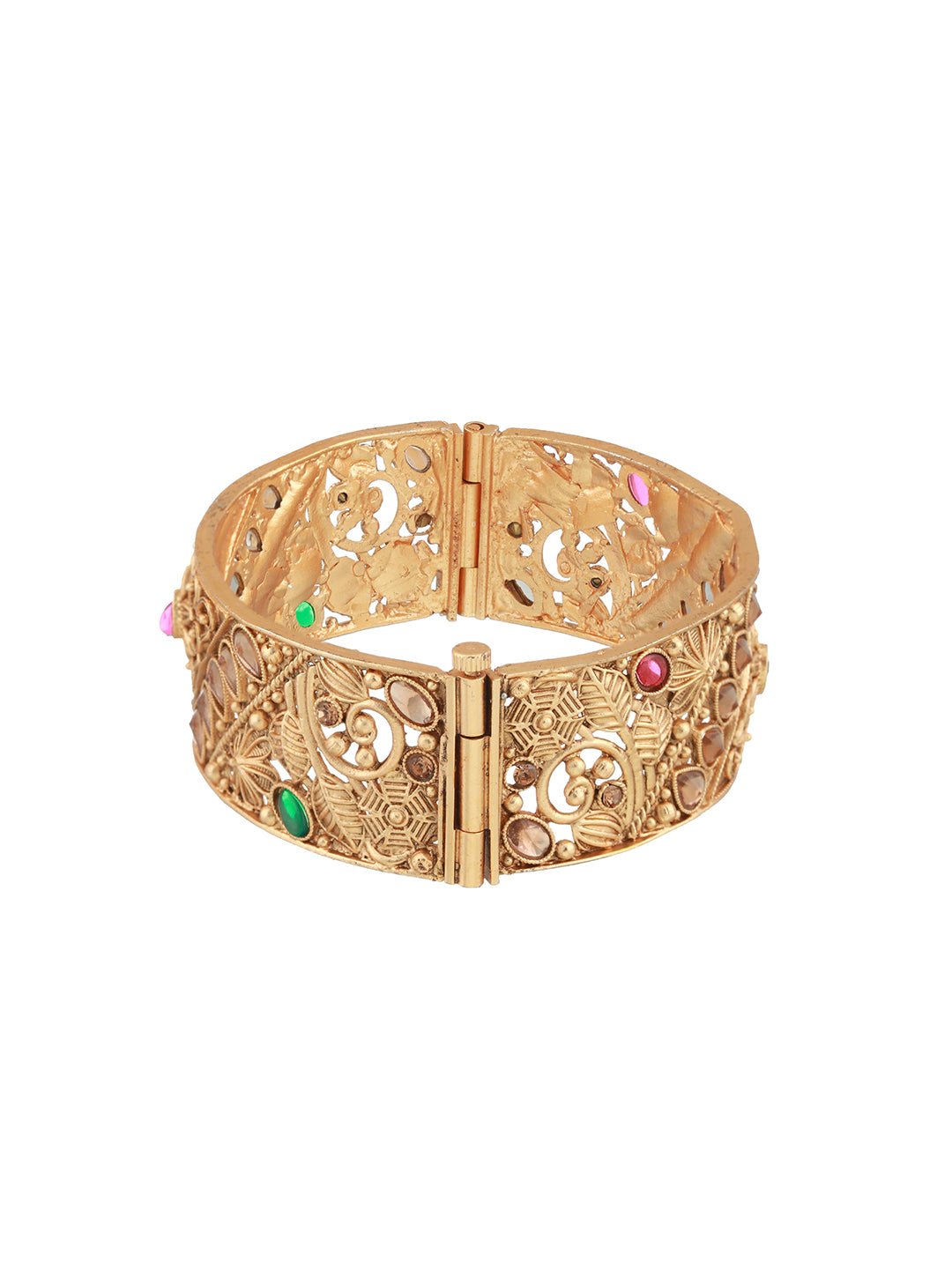 Set Of 2 24K Gold-Plated Stone-Studded Bangles - Jazzandsizzle