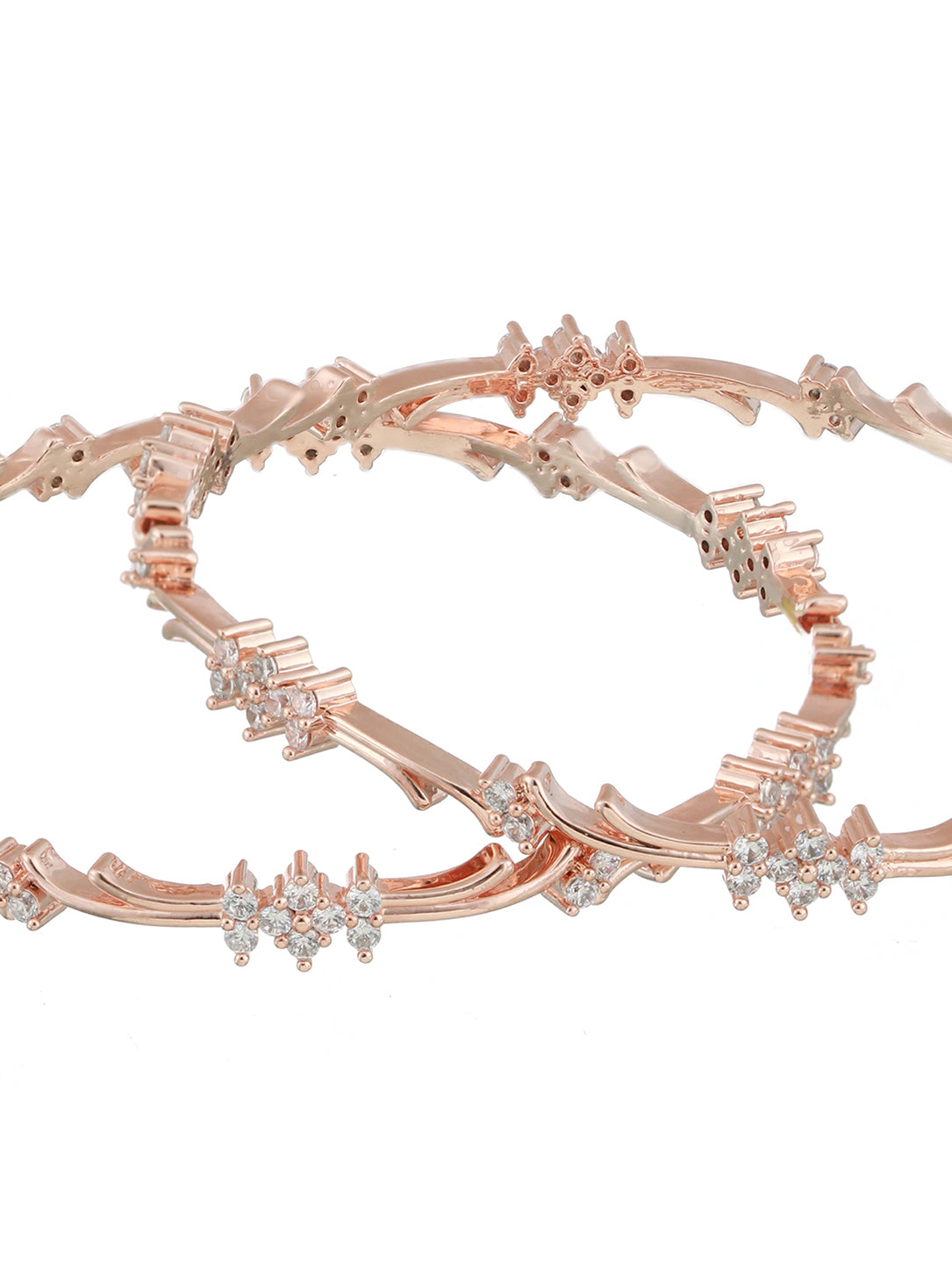Set Of 2 Rose Gold-Plated AD Studded Bangles - Jazzandsizzle