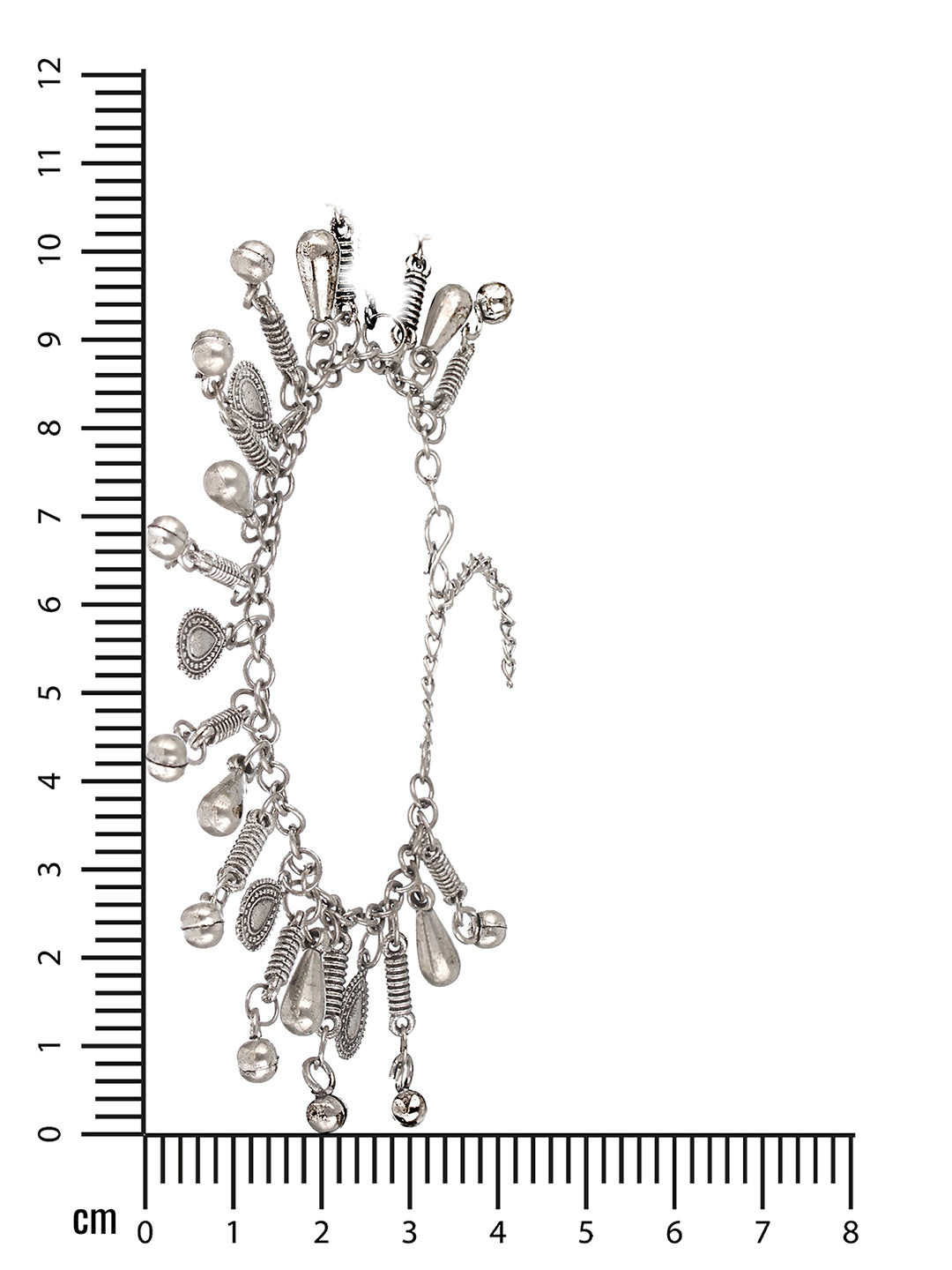 Set Of 2 Oxidised Silver-Plated & Heart Charm Ghungroo Anklets - Jazzandsizzle