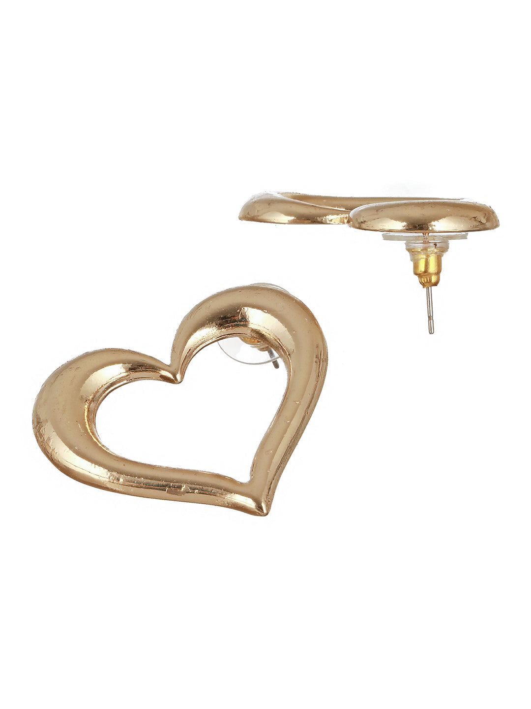 Gold Plated Heart Shaped Stud Earrings - Jazzandsizzle
