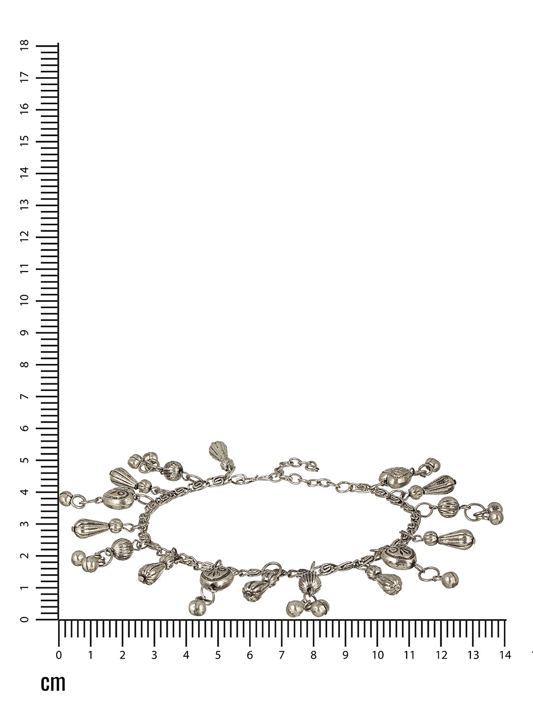 Set Of 2 Oxidised Silver-Plated & Heart Charm Ghungroo Anklets - Jazzandsizzle