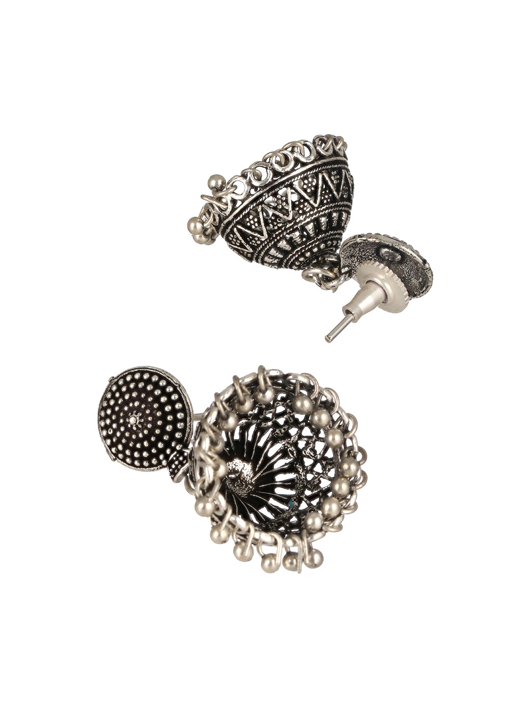 Silver-Plated Circular Shaped Oxidized Jewellery Set - Jazzandsizzle