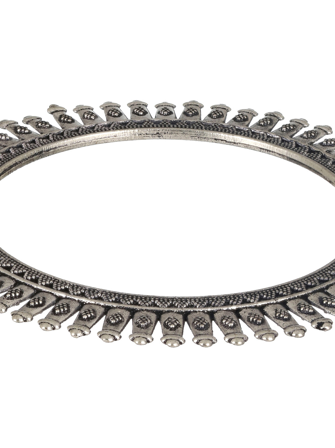 Set Of 2 Silver Toned & Silver Plated Handcrafted Oxidised Bangles