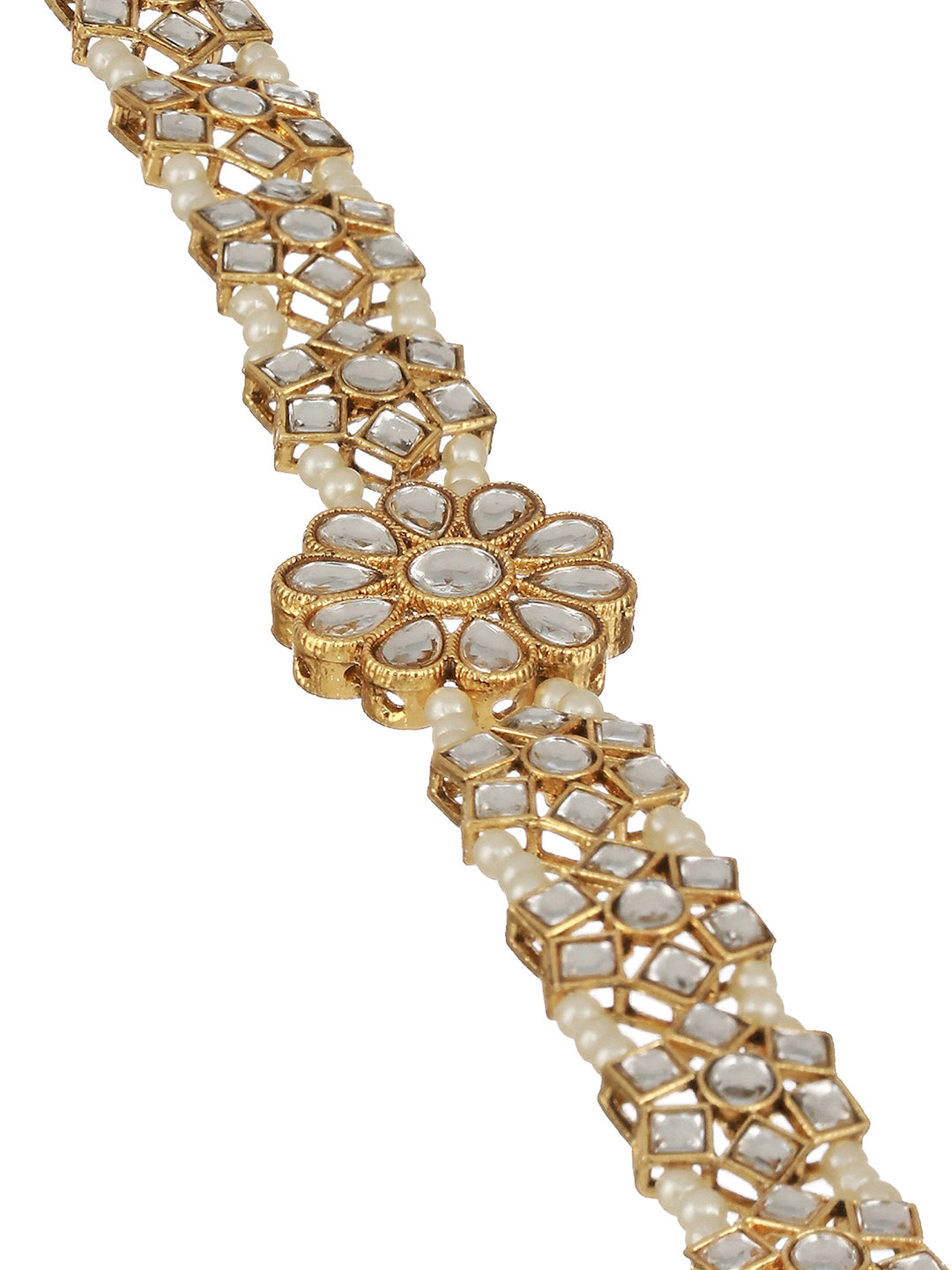 Gold-Plated Kundan & Pearl Studded Mathapatti - Jazzandsizzle
