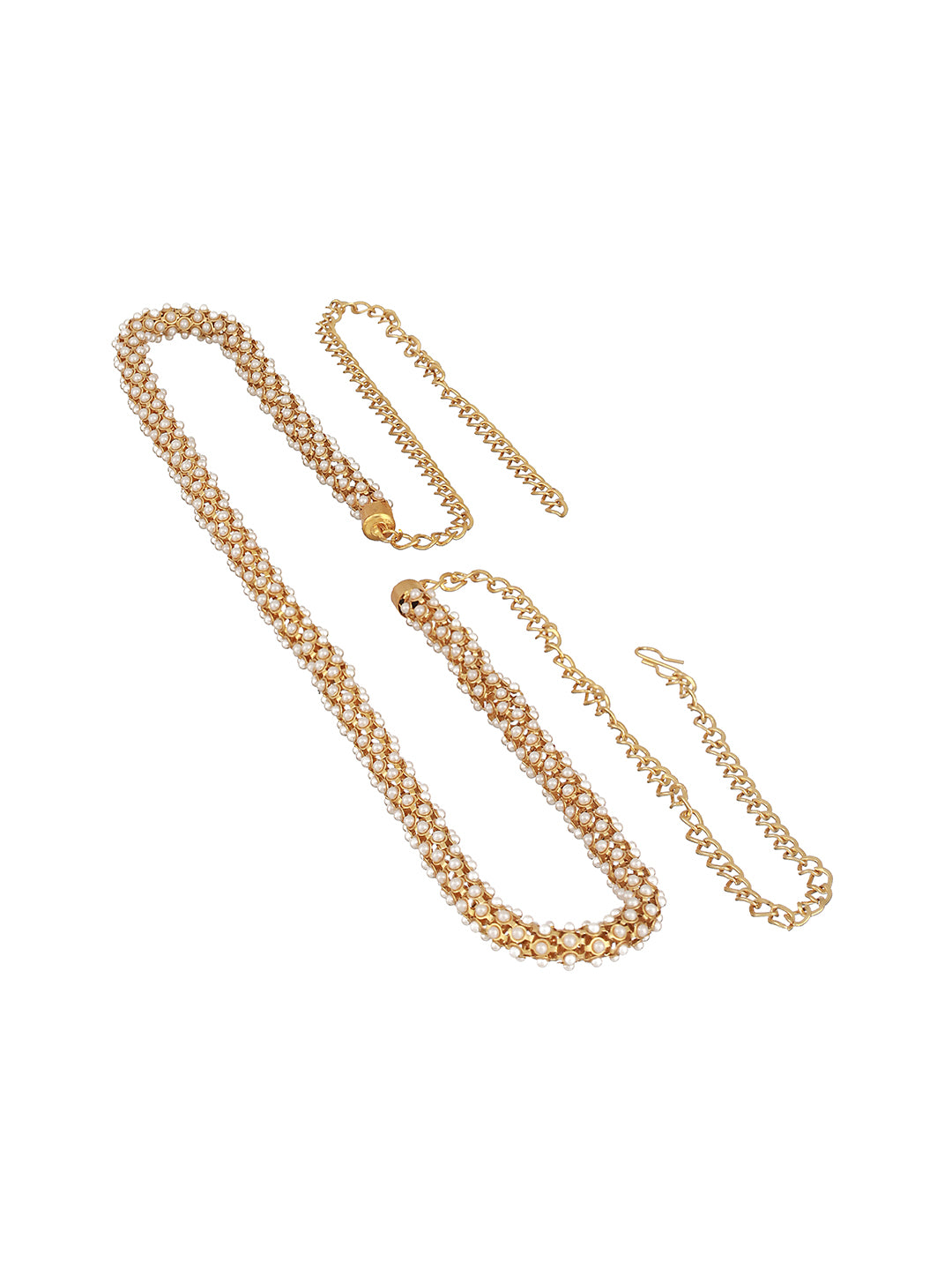 Gold Plated Pearl Beaded Waist Belt - Jazzandsizzle
