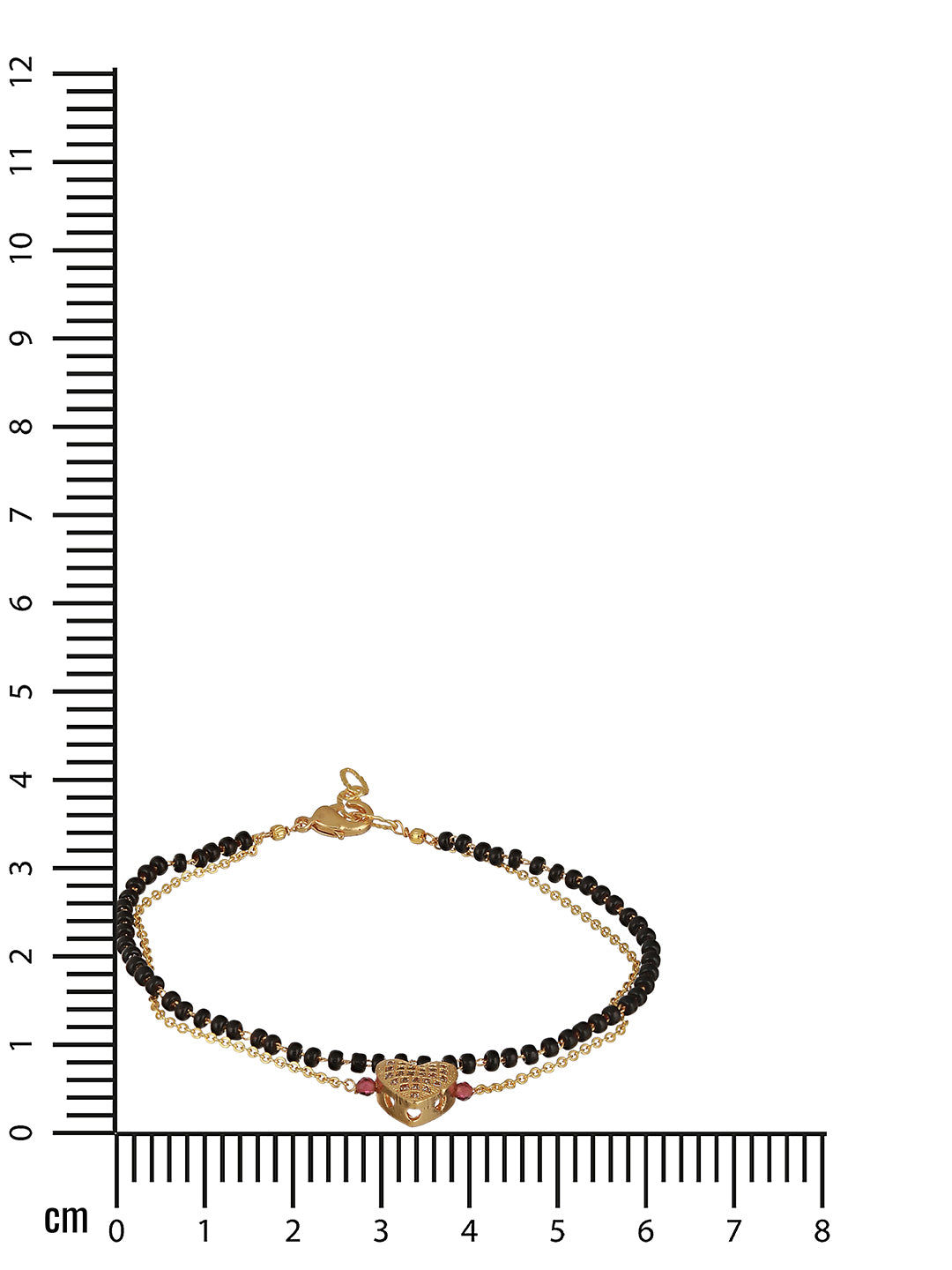 Gold-Plated Beaded Wraparound Heart Shaped Mangalsutra Bracelet