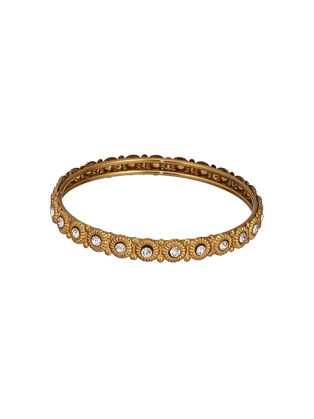 Set Of 4 Gold-Plated CZ-Studded Bangles - Jazzandsizzle