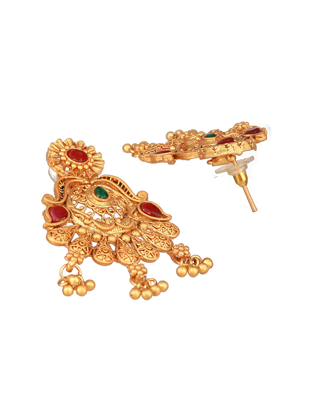 Gold-Toned Dome Shaped Drop Earrings - Jazzandsizzle